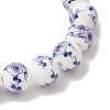 Handmade Flower Printed Porcelain Ceramic Round Beads Stretch Bracelets for Women BJEW-JB12091-01-4