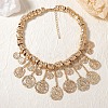 Zinc Alloy Textured Coin Tassel Bib Necklaces for Women FS-WG89C47-01-1