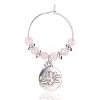 Natural Rose Quartz Wine Glass Charms AJEW-JO00154-01-2