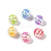 10Pcs Opaque Plating Colours Love Acrylic Beads OACR-S146-03-2