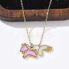 304 Stainless Steel Pearl Pink Enamel & Natural White Shell Pendant Unicorn Rainbow Pendant Necklaces for Women NJEW-M101-02G-3