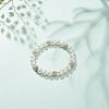 ABS Plastic Pearl & Brass Round Beaded Stretch Bracelet with Clear Rhinestone for Women BJEW-JB08523-02-2