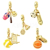 5Pcs 5 Styles Sport Ball Theme Brass Enamel European Dangle Charms KK-CJ0003-89-1