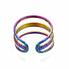 Hollow 3 Line Cuff Rings RJEW-N038-010-3