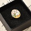 Brass Enamel Cuff Rings RJEW-K291-03G-02-2