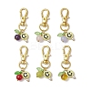 6Pcs Smiling Face Acrylic & Natural Lemon Jade & Quartz & Amethyst & Rose Quartz & Quartz Crystal & Dyed Malaysia Jade Pendant Decorations HJEW-JM03151-2