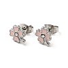 Enamel Clover with Crystal Rhinestone Stud Earrings with 316 Surgical Stainless Steel Pins EJEW-A081-12P-01-1