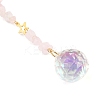 Round Glass & Natural Rose Quartz Chips Hanging Suncatchers HJEW-JM04209-03-5