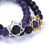 Natural Black Agate(Dyed) Bead and Natural Amethyst Bead Stretch Bracelet Sets BJEW-JB04298-05-2
