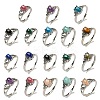 Oval Natural Gemstone Adjustable Rings RJEW-Q818-01P-1
