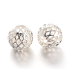 Rack Plating Hollow Round Brass Filigree Beads X-KK-L129-12S-1