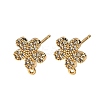 Flower Brass Micro Pave Cubic Zirconia Stud Earring Findings KK-B152-01A-G-1
