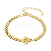 304 Stainless Steel Clover Link Bracelets BJEW-V003-01G-2