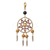 Woven Web/Net with Feather Glass Seed Beads Pendant Decorations HJEW-MZ00074-01-1