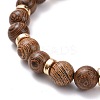 Round Natural Wood Beads Stretch Bracelet BJEW-JB07101-7