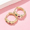 Rhombus with Round Brass Micro Pave Colorful Cubic Zirconia Hoop Earrings EJEW-Z102-35G-2