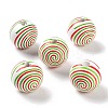 Printed Wood European Beads WOOD-Z002-03C-1