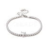 Clear Cubic Zirconia Tennis Bracelet with Heart BJEW-E015-03P-1