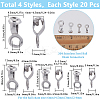80Pcs 4 Styles 304 Stainless Steel Ball Chain Connectors FIND-SC0011-11-2