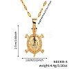 Brass Clear Cubic Zirconia Shiny Tortoise Pendant Dapped Chain Necklaces for Women NW3403-1-4