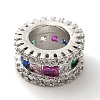 Brass Micro Pave Colorful Cubic Zirconia European Beads KK-C072-15P-2