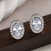 Brass Micro Pave Clear Cubic Zirconia Stud Earrings EJEW-Z128-01P-03-1