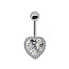 316L Surgical Stainless Steel Clear Cubic Zirconia Belly Button Rings WG93CBC-06-1