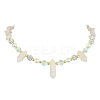 Natural Rose Quartz Bullet & Synthetic Moonstone Beaded Necklaces NJEW-JN04406-04-2