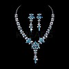 Flower Brass Rhinestone Pendant Necklaces & Stud Dangle Earrings FS-WG58BAB-08-1