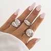 3Pcs Alloy Open Cuff Rings Kit for Women LS-RJEW-K260-04P-1