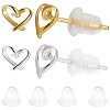 2 Pairs 2 Colors Hollow Heart Rhodium Plated 925 Sterling Silver Stud Earrings EJEW-BBC0001-32-1