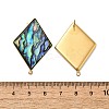 304 Stainless Steel Pave Natural Paua Shell Stud Earring Findings STAS-Z125-05G-3