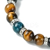 2Pcs 2 Style Dyed Natural Tiger Eye & Black Onyx Round Beaded Stretch Bracelets Set BJEW-TA00439-3