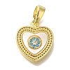Brass Micro Pave Cubic Zirconia and Shell Pendants KK-K388-77G-02-1