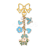 Bowknot Flower Butterfly Heart Alloy Enamel & ABS Plastic Imitation Pearl Pendant Decorations HJEW-YW00148-01-1