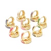 Brass Enamel Hoop Earrings KK-P205-11G-1