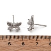 Brass Micro Pave Clear Cubic Zirconia Stud Earrings EJEW-R016-02P-5