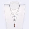 Bullet Natural Unakite Pendant Tiered Necklaces NJEW-JN02457-02-6