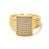 Rack Plating Brass Micro Pave Clear Cubic Zirconia Cuff Rings for Women RJEW-G325-13I-G-2
