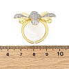Brass Micro Pave Clear Cubic Zirconia Cuff Rings for Women RJEW-H248-02GP-5