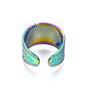 Ion Plating(IP) Rainbow Color 304 Stainless Steel Snake Pattern Open Cuff Ring RJEW-S405-257M-3