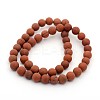 Frosted Grade A Natural Red Jasper Round Bead Strands G-M272-17-4mm-2
