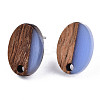 Resin & Walnut Wood Stud Earring Findings MAK-N032-004A-A08-2