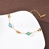 Natural Agate & Dyed Jade Round Beaded Link Bracelets BJEW-G774-02G-2