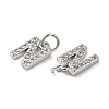 Brass Micro Pave Grade AAA Cubic Zirconia Charms ZIRC-P067-11P-N-NR-3