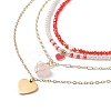 4Pcs 4 Style Natural Rose Quartz & 304 Stainless Steel & Alloy Enamel Pendant Necklaces Set NJEW-JN04069-4