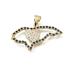 Brass Micro Pave Blue Cubic Zirconia Pendants CU-E002-04A-G-1