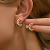 Fashionable Moon Brass Stud Earrings LQ5104-4