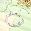 Woven Glass Flower Adjustable Braided Bead Bracelets for Women BJEW-MZ00100-02-2