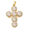 Brass Pave Clear Cubic Zirconia Pendants KK-M101-05G-02-1